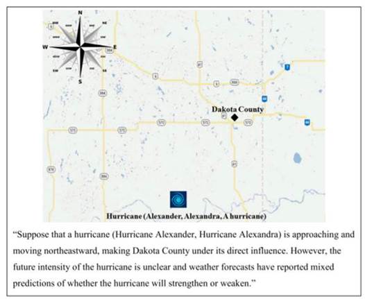 image showing map and instructions provided to participants.