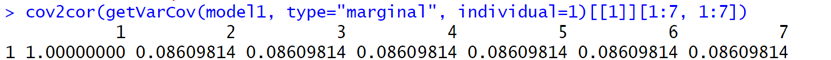 7 columns from 1 row of correlation matrix